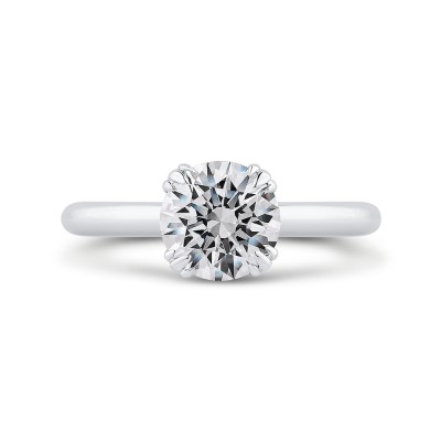 14K White Gold Round Diamond Engagement Ring (Semi-Mount)