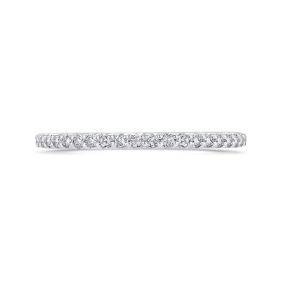 Round Cut Diamond Half-Eternity Wedding Band In 14K White Gold