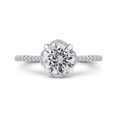 14K White Gold Round Diamond Engagement Ring (Semi-Mount)