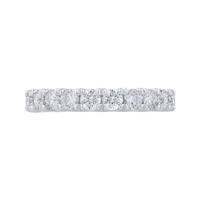 Round Diamond Half-Eternity Wedding Band In 14K White Gold