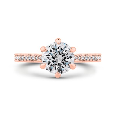 14K Rose Gold Round Diamond Engagement Ring (Semi-Mount)