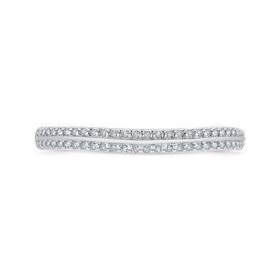 Round Diamond Half-Eternity Wedding Band In 14K Two-Tone Gold with Euro Shank
