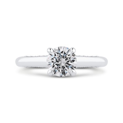 14K White Gold Round Diamond Halo Engagement Ring (Semi-Mount)