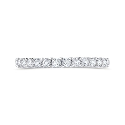 Round Cut Diamond Half-Eternity Wedding Band In 14K White Gold