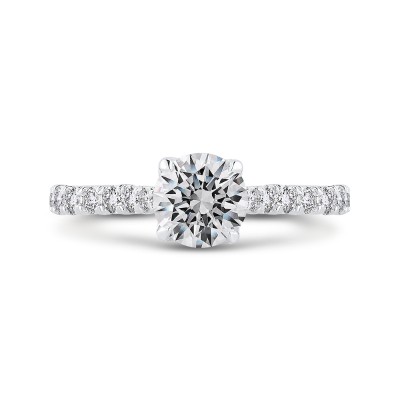 14K White Gold Round Diamond Engagement Ring (Semi-Mount)