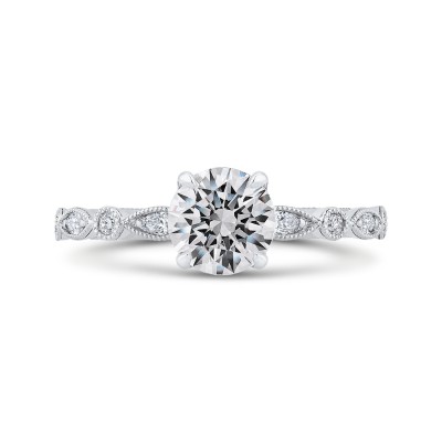 Round Diamond Engagement Ring In 14K White Gold (Semi-Mount)