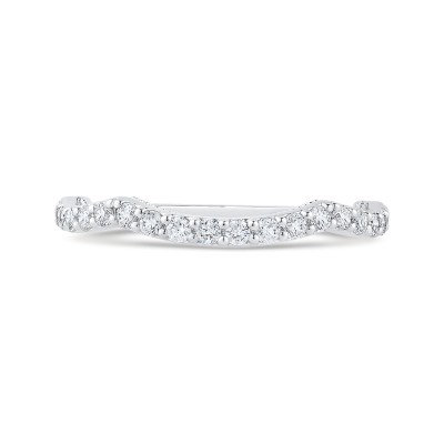 Round Diamond Half-Eternity Wedding Band In 14K White Gold