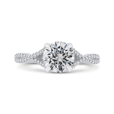 Round Diamond Engagement Ring In 14K White Gold with Split Shank (Semi-Mount)