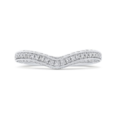 Round Half-Eternity Diamond Wedding Band In 14K White Gold