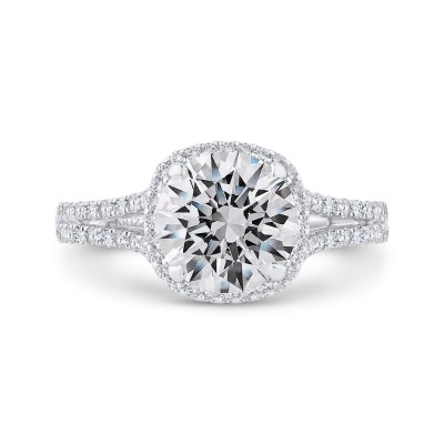 14K White Gold Diamond Halo Engagement Ring (Semi-Mount)