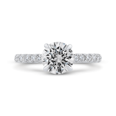 14K White Gold Diamond Engagement Ring (Semi-Mount)