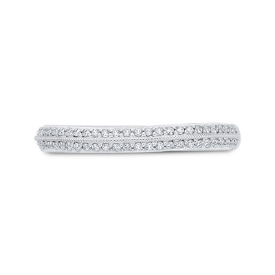 14K White Gold Round Diamond Wedding Band with Euro Shank