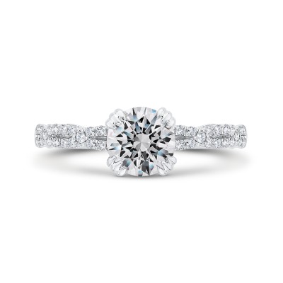 14K White Gold Diamond Engagement Ring (Semi-Mount)