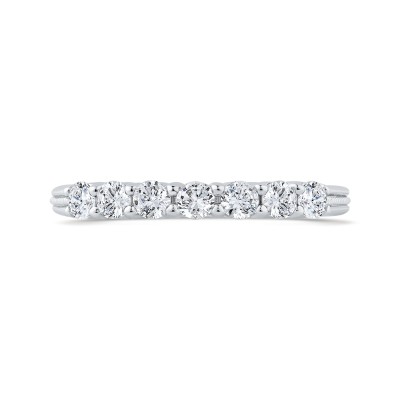 14K White Gold Round Diamond Wedding Band with Euro Shank