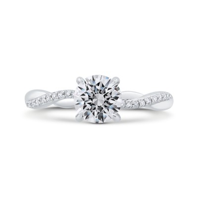 14K White Gold Diamond Engagement Ring (Semi-Mount)