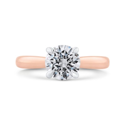 14K Two-Tone Gold Round Diamond Solitaire Plus Engagement Ring (Semi-Mount)