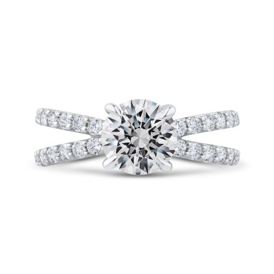 14K White Gold Round Diamond Split Shank Engagement Ring (Semi-Mount)