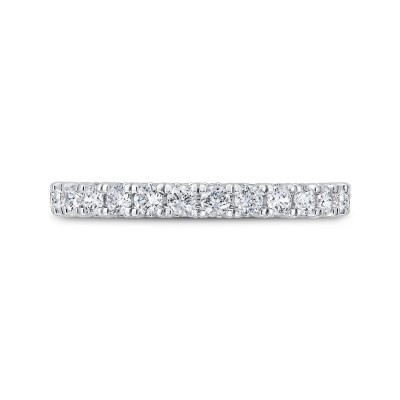 14K White Gold Half Run Diamond Wedding Band