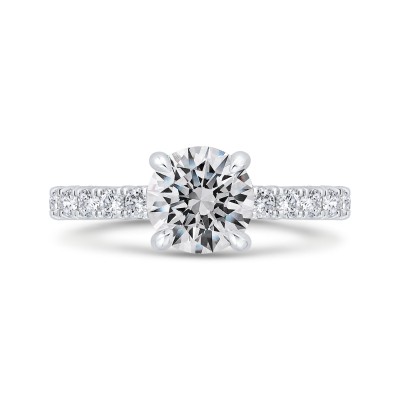 14K White Gold Round Diamond Solitaire Plus Engagement Ring (Semi-Mount)
