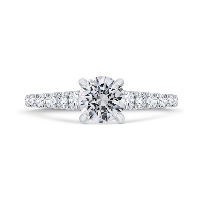 14K White Gold Round Diamond Solitaire Plus Engagement Ring with Milgrain (Semi-Mount)