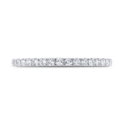 14K White Gold Diamond Wedding Band with Milgrain