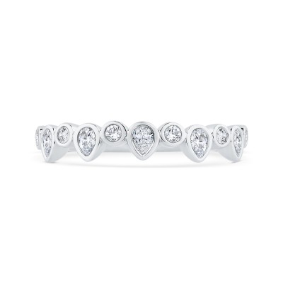 14K White Gold Round Cut Diamond Wedding Band