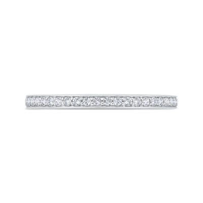 14K White Gold Round Cut Diamond Wedding Band