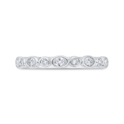 14K White Gold Round Cut Diamond Wedding Band