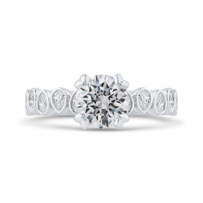 14K White Gold Round Cut Diamond Engagement Ring (Semi-Mount)