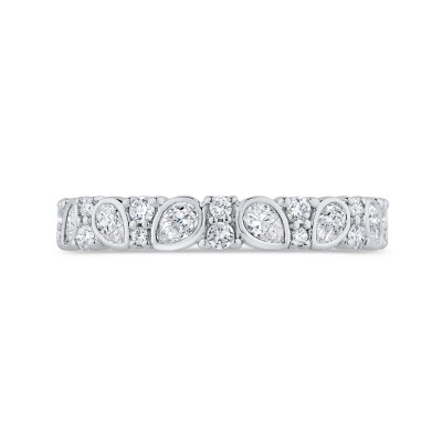 14K White Gold Round Cut Diamond Wedding Band