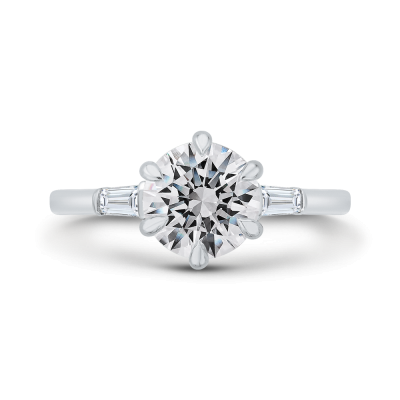 14K White Gold Round Cut Diamond Engagement Ring (Semi-Mount)