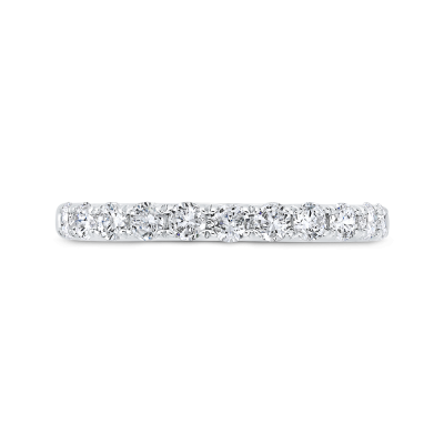 14K White Gold Round Half Run Diamond Wedding Band