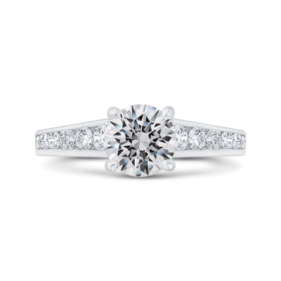 14K White Gold Round Cut Diamond Engagement Ring (Semi-Mount)