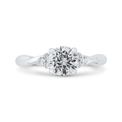14K White Gold Round Cut Diamond Engagement Ring (Semi-Mount)