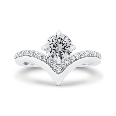 14K White Gold Round Cut Diamond Engagement Ring (Semi-Mount)