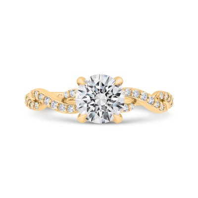 14K Yellow Gold Round Cut Diamond Engagement Ring (Semi-Mount)