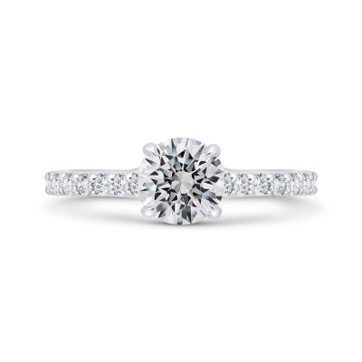 14K White Gold Round Cut Diamond Engagement Ring (Semi-Mount)