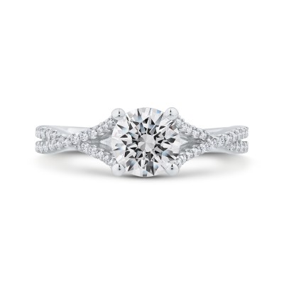 14K White Gold Round Cut Diamond Engagement Ring (Semi-Mount)