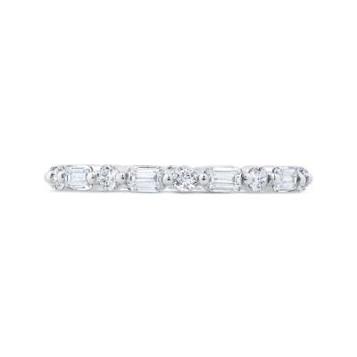 14K White Gold with Round & Emerald Diamond Eternity Ring