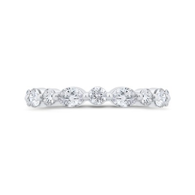 14K White Gold with Oval & Round Diamond Eternity Ring