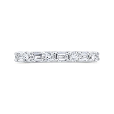 14K White Gold with Round & Emerald Diamond Eternity Ring