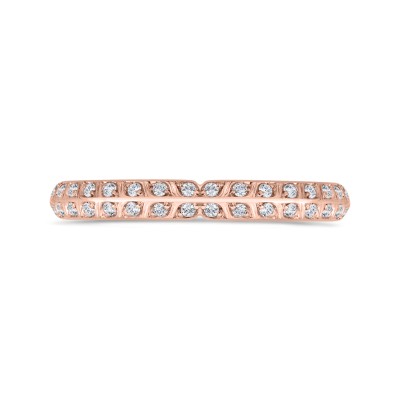 14K Rose Gold Double Row Diamond Wedding Band with Round Shank