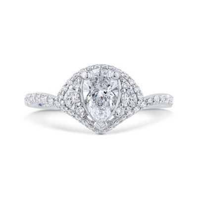 14K White Gold Pear Diamond Engagement Ring (Semi-Mount)