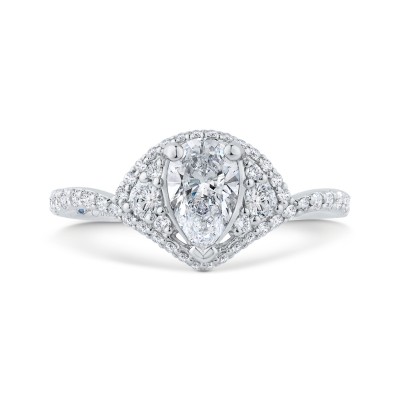 14K White Gold Pear Diamond Engagement Ring (Semi-Mount)