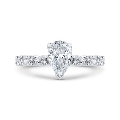 14K White Gold Pear Cut Diamond Engagement Ring (Semi-Mount)