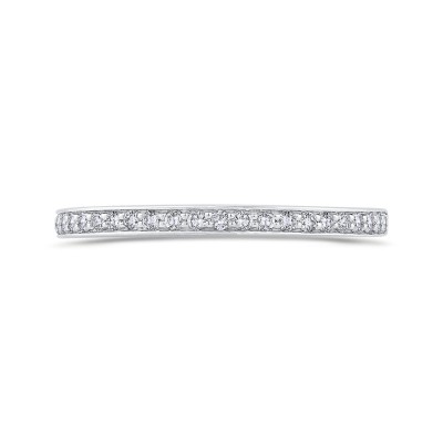 14K White Gold Round Cut Diamond Half-Eternity Wedding Band