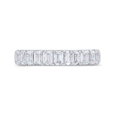 14K White Gold Emerald Cut Diamond Wedding Band