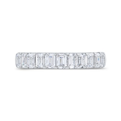 14K White Gold Emerald Cut Diamond Wedding Band