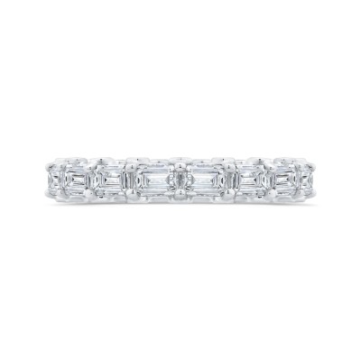 14K White Gold with Round & Emerald Diamond Eternity Ring