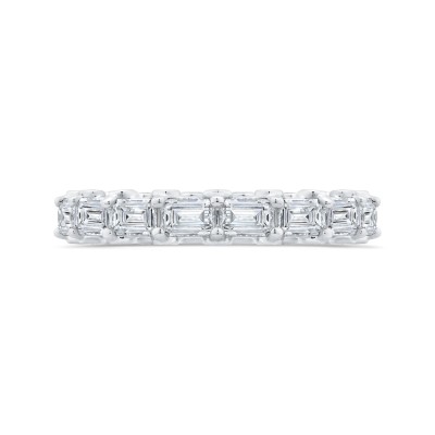 14K White Gold with Round & Emerald Diamond Eternity Ring